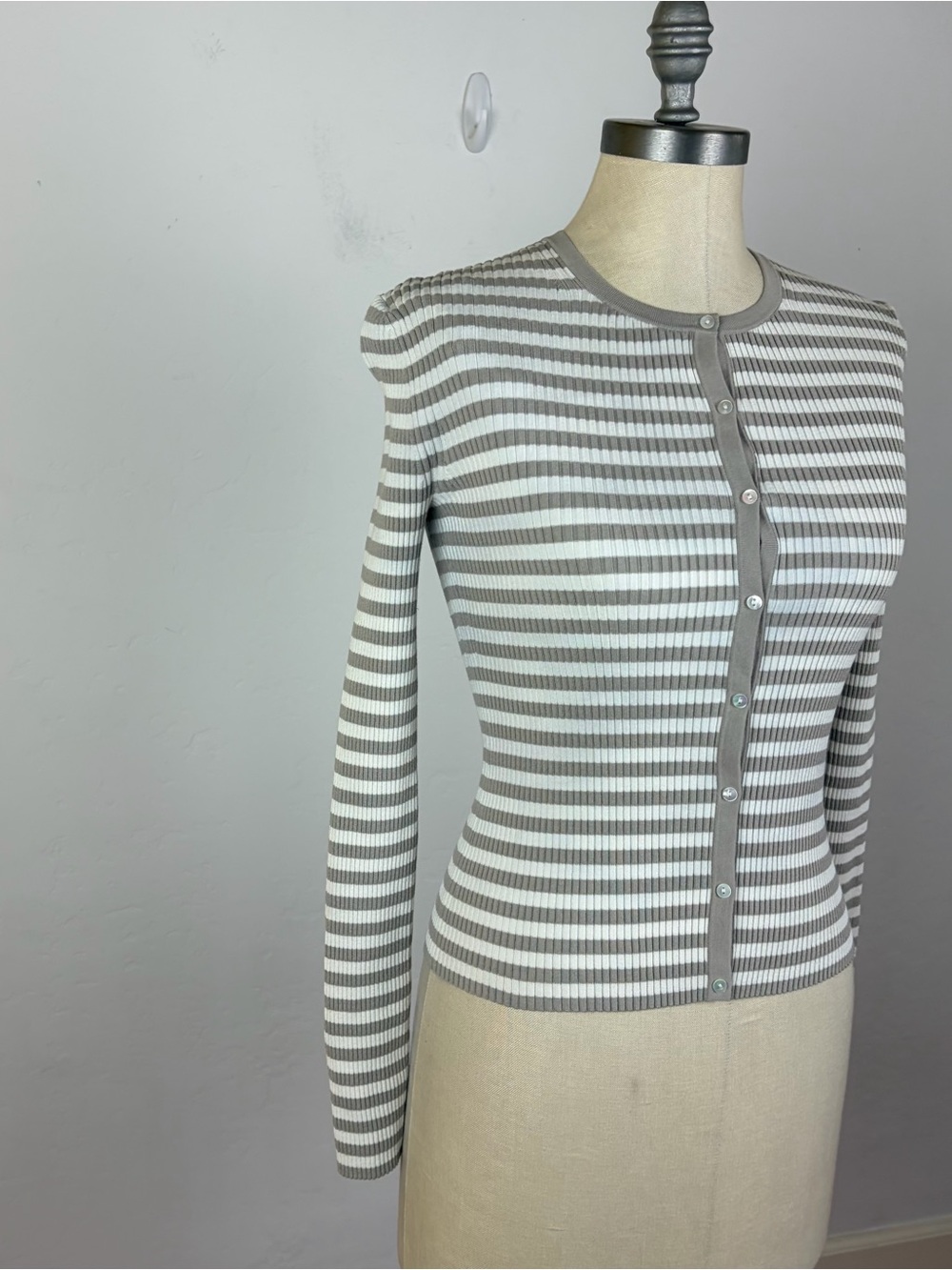 Theory Striped Ribbed Cardigan - Picture 3 of 8